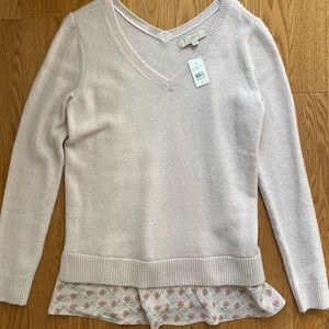 LOFT Bouquet Flounce Mixed Media Sweater